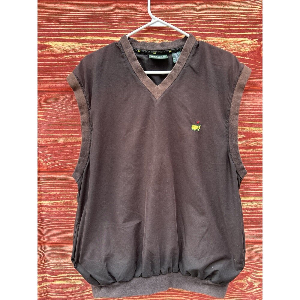 Masters Collection Golf Vest Mens L Large Brown Sleeveless Pullover Windbreaker